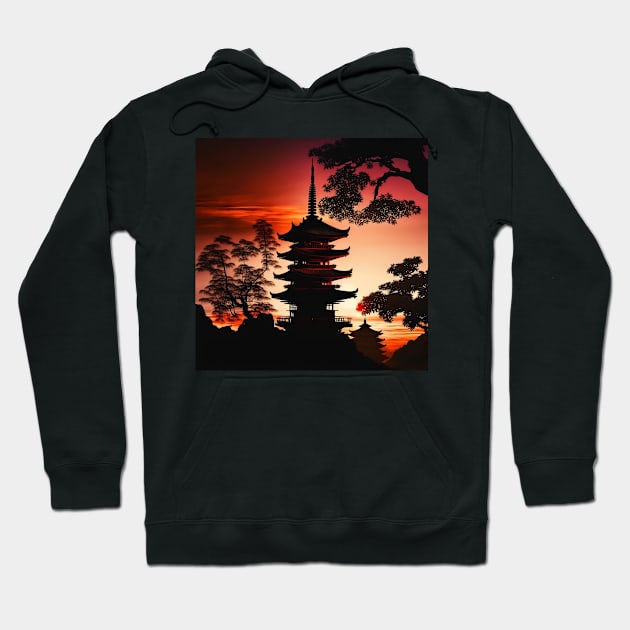 Japanese temple Hoodie by Kalpataru